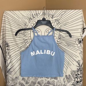 Baby Blue Cropped Malibu Halter Top